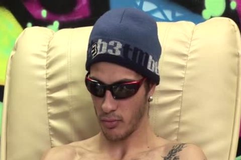 brunette hair playgirl Strokes His biggest cock And Uses Fleshlight