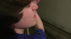 A juicy 18yo twink with chaotic hairstyle sucks off