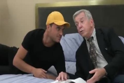 handsome daddy Grey Haired American Teacher And His Student