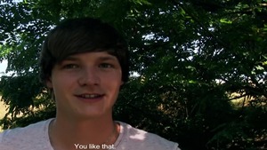 young playgirl bouncing on a giant 10-Pounder outdoors