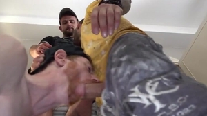 2 Tradie Geezers Paint Unlucky Ginger's cunt White With spunk previous to Shift