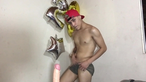 BarebackLatinoz - Young masturbation with huge dildo