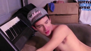 DirtyBoyVideo: Nathan Stratus blowjob cum in the basement